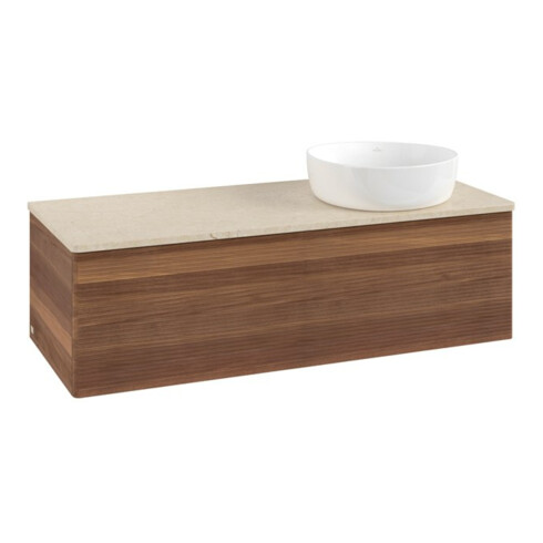 V&B Waschtischunterschrank mit Frontstruktur, mit Beleuchtung Antao 120x36x50cm, WBP-farbe botti., w. walnut