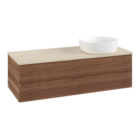 V&B Waschtischunterschrank mit Frontstruktur, mit Beleuchtung Antao 120x36x50cm, WBP-farbe botti., w. walnut