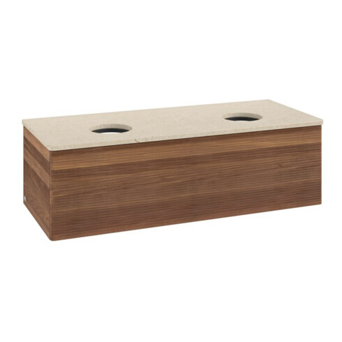 V&B Waschtischunterschrank mit Frontstruktur, mit Beleuchtung Antao 120x36x50cm, WBP-farbe botti., w. walnut