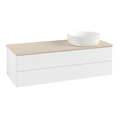 V&B Waschtischunterschrank mit Frontstruktur, mit Beleuchtung Antao 120x36x50cm, WBP-farbe botti., wh. m Lac