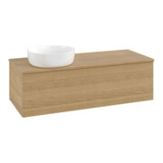 V&B Waschtischunterschrank mit Frontstruktur, mit Beleuchtung Antao 120x36x50cm, WBP-farbe hon. Oa, hon. oak
