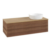 V&B Waschtischunterschrank mit Frontstruktur, mit Beleuchtung Antao 120x36x50cm, WBP-farbe hon. Oa, w. wal