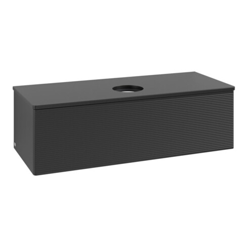 V&B Waschtischunterschrank mit Frontstruktur, mit Beleuchtung Antao 120x36x50cm, WBP-farbe Lac, bla m Lac