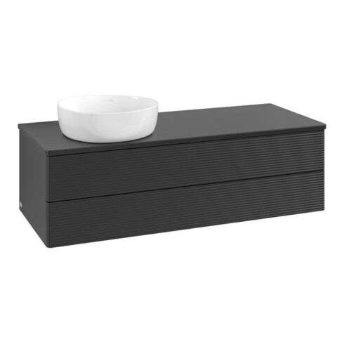 V&B Waschtischunterschrank mit Frontstruktur, mit Beleuchtung Antao 120x36x50cm, WBP-farbe Lac, bla m Lac