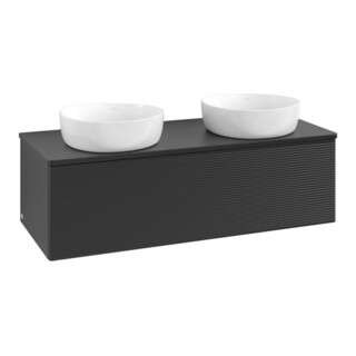 V&B Waschtischunterschrank mit Frontstruktur, mit Beleuchtung Antao 120x36x50cm, WBP-farbe Lac, bla m Lac