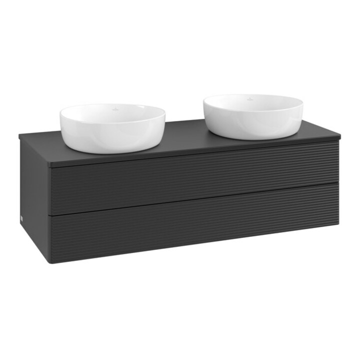 V&B Waschtischunterschrank mit Frontstruktur, mit Beleuchtung Antao 120x36x50cm, WBP-farbe Lac, bla m Lac