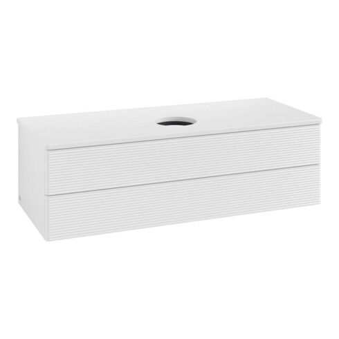 V&B Waschtischunterschrank mit Frontstruktur, mit Beleuchtung Antao 120x36x50cm, WBP-farbe Lac, glo wh. Lac