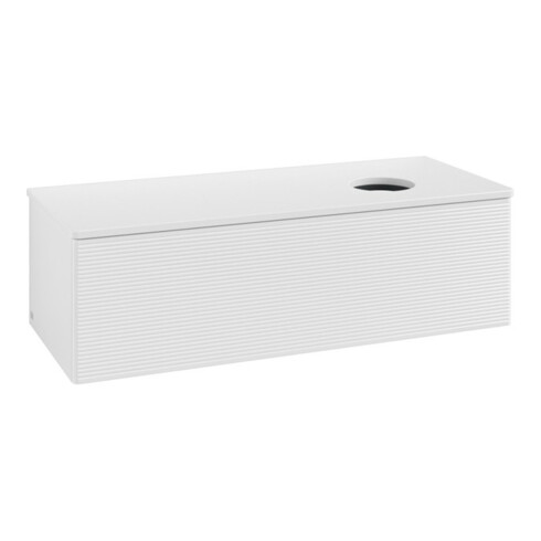 V&B Waschtischunterschrank mit Frontstruktur, mit Beleuchtung Antao 120x36x50cm, WBP-farbe Lac, glo wh. Lac