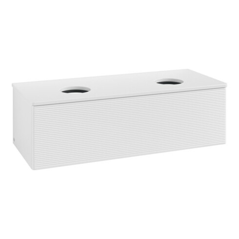 V&B Waschtischunterschrank mit Frontstruktur, mit Beleuchtung Antao 120x36x50cm, WBP-farbe Lac, glo wh. Lac