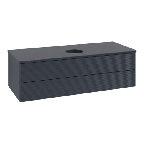 V&B Waschtischunterschrank mit Frontstruktur, mit Beleuchtung Antao 120x36x50cm, WBP-farbe Lac, md bl. m Lac