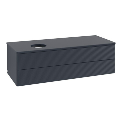 V&B Waschtischunterschrank mit Frontstruktur, mit Beleuchtung Antao 120x36x50cm, WBP-farbe Lac, md bl. m Lac
