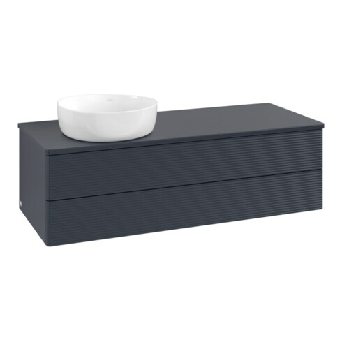 V&B Waschtischunterschrank mit Frontstruktur, mit Beleuchtung Antao 120x36x50cm, WBP-farbe Lac, md bl. m Lac