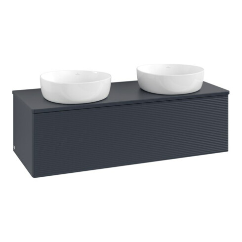 V&B Waschtischunterschrank mit Frontstruktur, mit Beleuchtung Antao 120x36x50cm, WBP-farbe Lac, md bl. m Lac