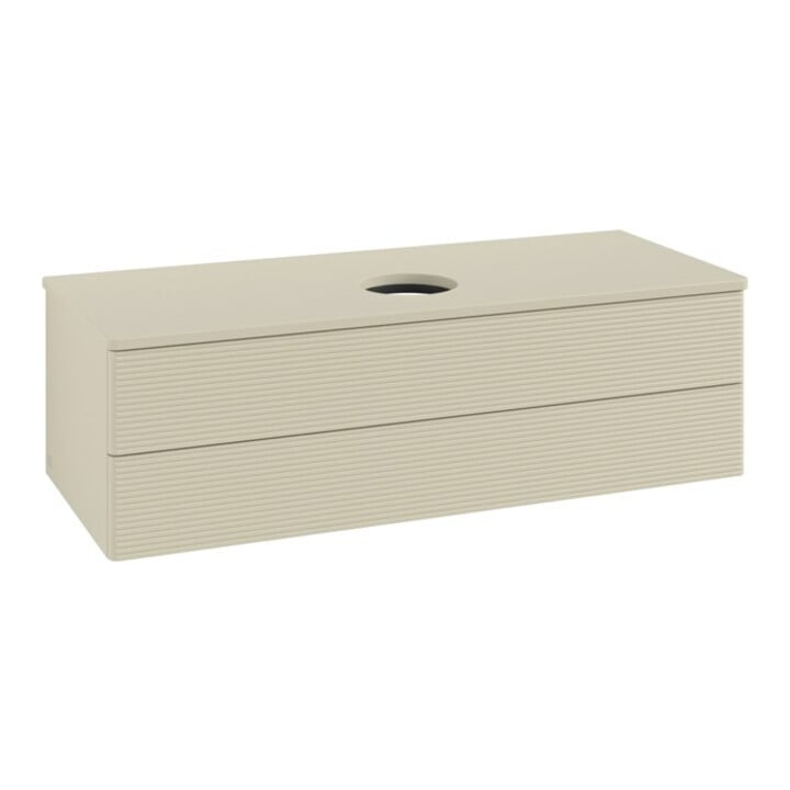 V&B Waschtischunterschrank mit Frontstruktur, mit Beleuchtung Antao 120x36x50cm, WBP-farbe Lac, si Gr m Lac