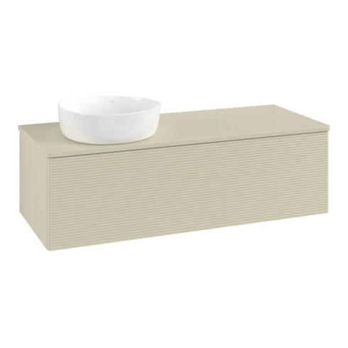 V&B Waschtischunterschrank mit Frontstruktur, mit Beleuchtung Antao 120x36x50cm, WBP-farbe Lac, si Gr m Lac