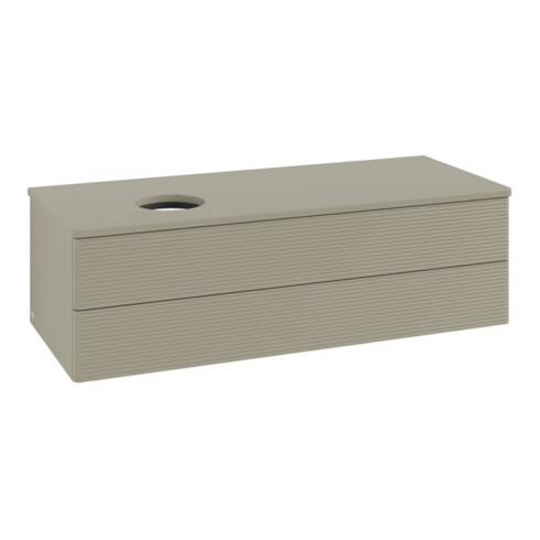V&B Waschtischunterschrank mit Frontstruktur, mit Beleuchtung Antao 120x36x50cm, WBP-farbe Lac, st. Gr m Lac