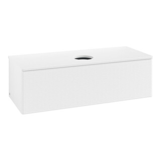 V&B Waschtischunterschrank mit Frontstruktur, mit Beleuchtung Antao 120x36x50cm, WBP-farbe Lac, wh. m Lac