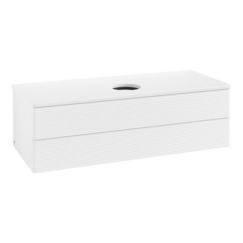 V&B Waschtischunterschrank mit Frontstruktur, mit Beleuchtung Antao 120x36x50cm, WBP-farbe Lac, wh. m Lac