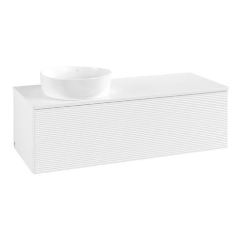 V&B Waschtischunterschrank mit Frontstruktur, mit Beleuchtung Antao 120x36x50cm, WBP-farbe Lac, wh. m Lac
