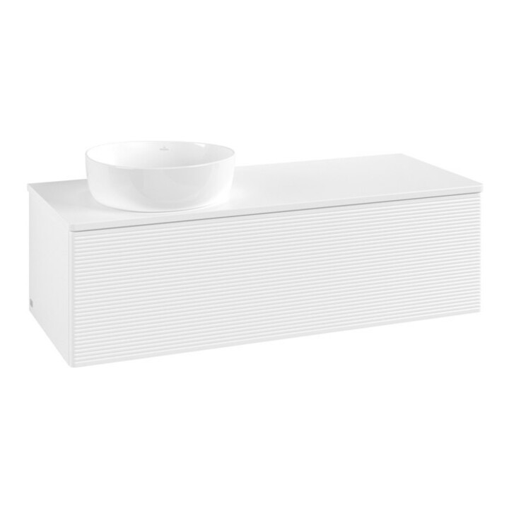 V&B Waschtischunterschrank mit Frontstruktur, mit Beleuchtung Antao 120x36x50cm, WBP-farbe Lac, wh. m Lac