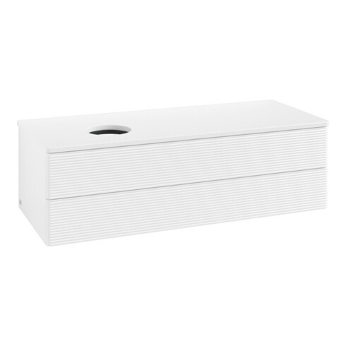 V&B Waschtischunterschrank mit Frontstruktur, mit Beleuchtung Antao 120x36x50cm, WBP-farbe Lac, wh. m Lac