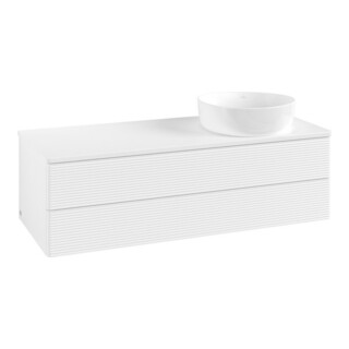V&B Waschtischunterschrank mit Frontstruktur, mit Beleuchtung Antao 120x36x50cm, WBP-farbe Lac, wh. m Lac