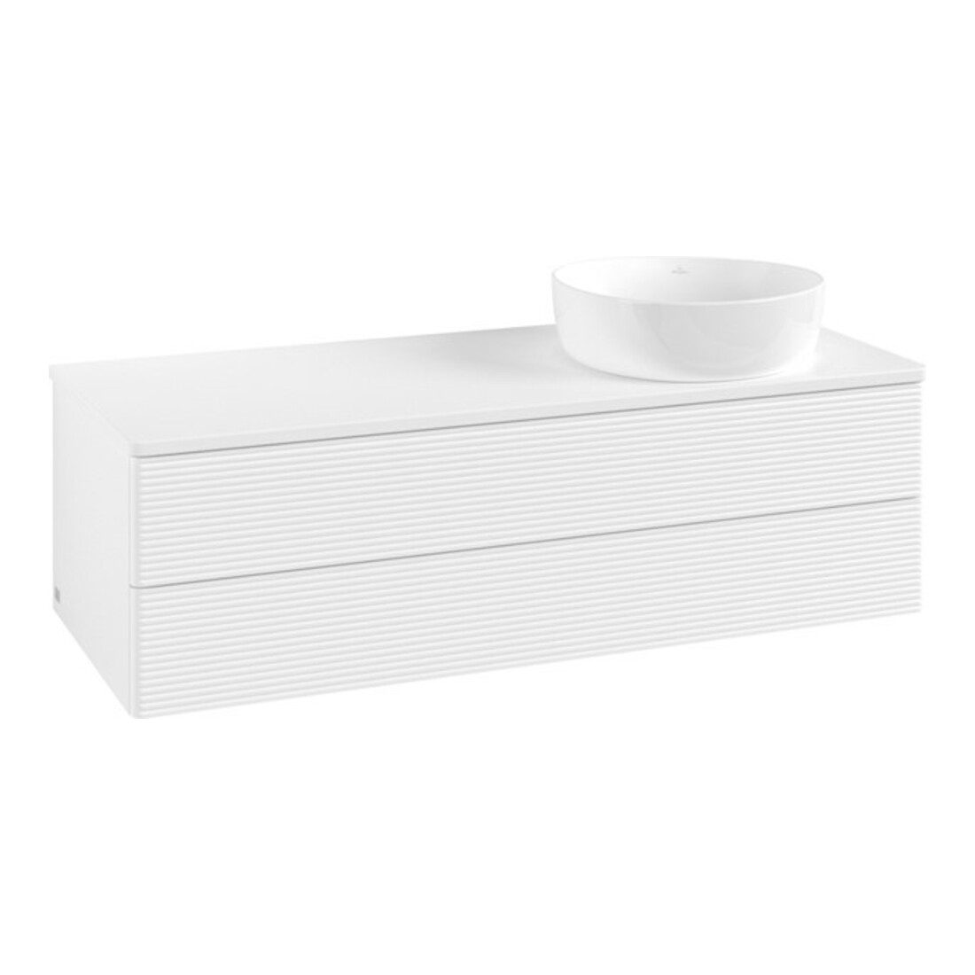V&B Waschtischunterschrank mit Frontstruktur, mit Beleuchtung Antao 120x36x50cm, WBP-farbe Lac, wh. m Lac