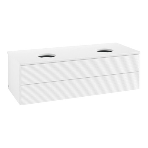 V&B Waschtischunterschrank mit Frontstruktur, mit Beleuchtung Antao 120x36x50cm, WBP-farbe Lac, wh. m Lac