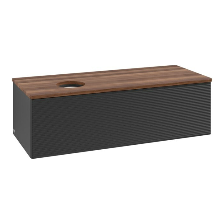 V&B Waschtischunterschrank mit Frontstruktur, mit Beleuchtung Antao 120x36x50cm, WBP-farbe w. wal, bla m Lac