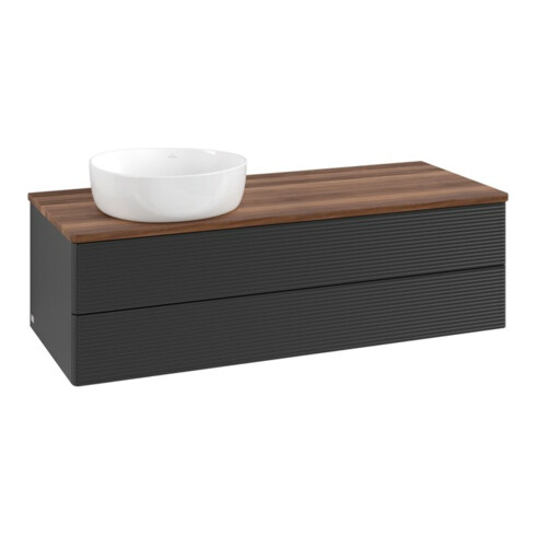 V&B Waschtischunterschrank mit Frontstruktur, mit Beleuchtung Antao 120x36x50cm, WBP-farbe w. wal, bla m Lac