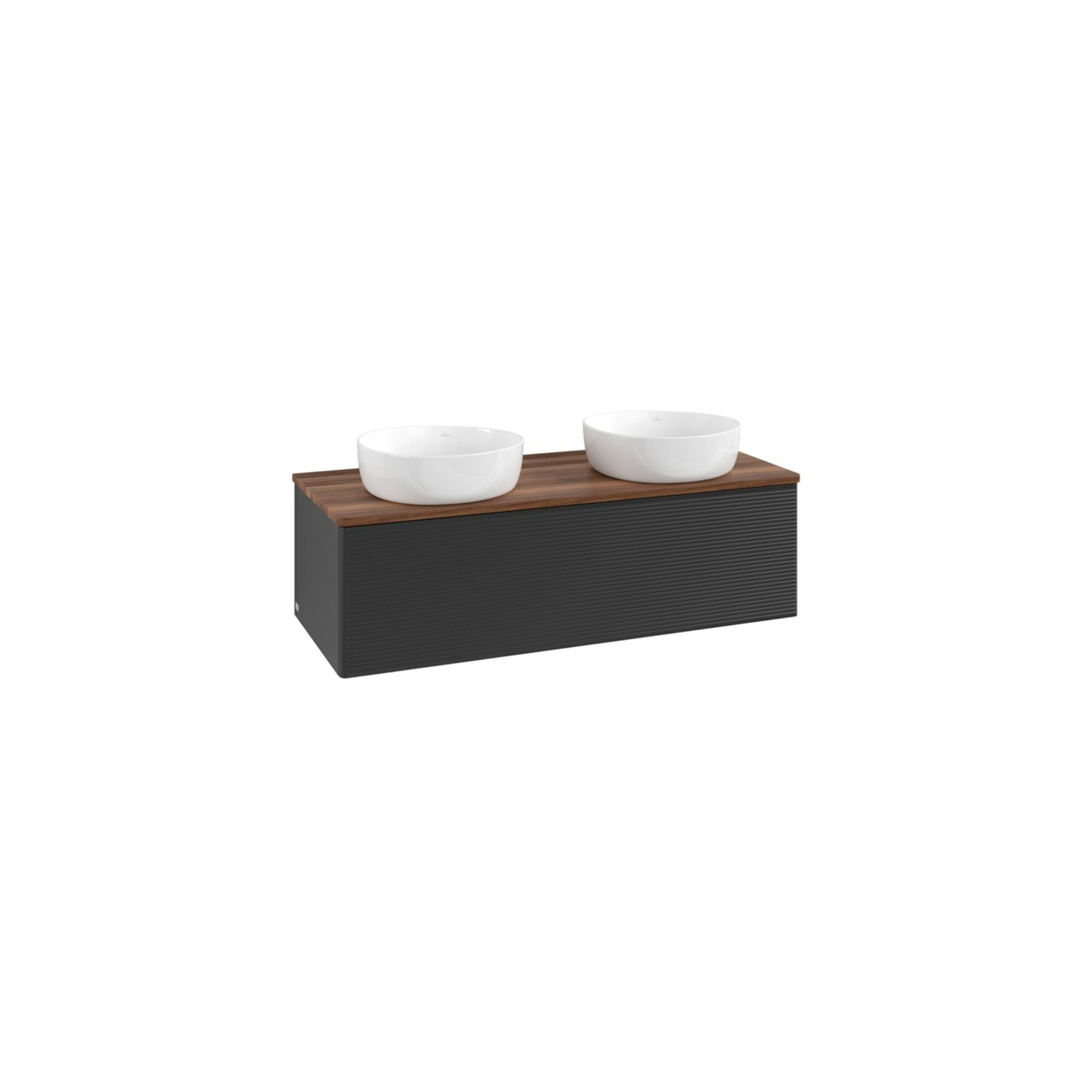 V&B Waschtischunterschrank mit Frontstruktur, mit Beleuchtung Antao 120x36x50cm, WBP-farbe w. wal, bla m Lac ; Villeroy & Boch
