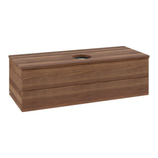 V&B Waschtischunterschrank mit Frontstruktur, mit Beleuchtung Antao 120x36x50cm, WBP-farbe w. wal, w. walnut