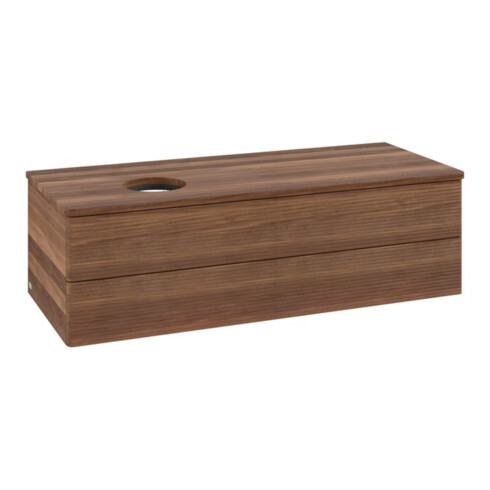 V&B Waschtischunterschrank mit Frontstruktur, mit Beleuchtung Antao 120x36x50cm, WBP-farbe w. wal, w. walnut