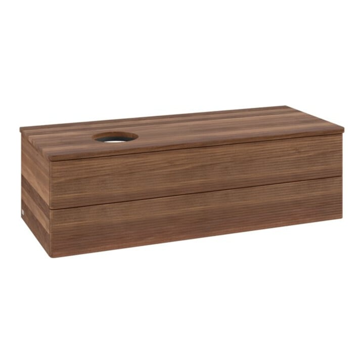 V&B Waschtischunterschrank mit Frontstruktur, mit Beleuchtung Antao 120x36x50cm, WBP-farbe w. wal, w. walnut