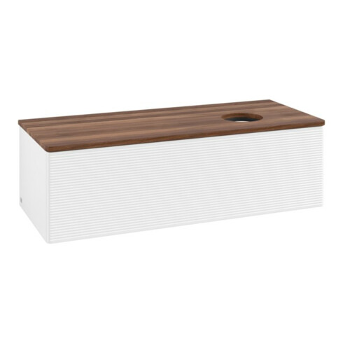 V&B Waschtischunterschrank mit Frontstruktur, mit Beleuchtung Antao 120x36x50cm, WBP-farbe w. wal, wh. m Lac