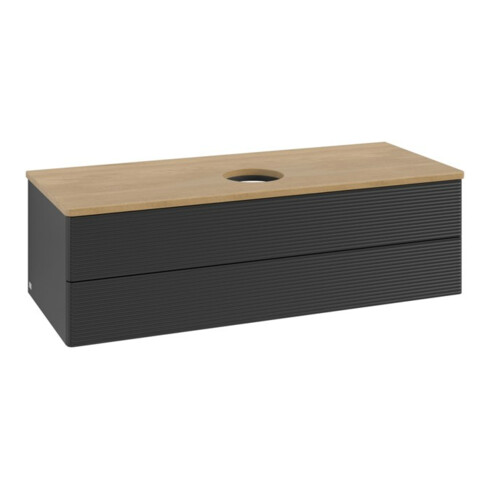 V&B Waschtischunterschrank mit Frontstruktur, mit Beleuchtung Antao 120x36x50cm, WBP hon. Oa, bla m Lac