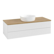 V&B Waschtischunterschrank mit Frontstruktur, mit Beleuchtung Antao 120x36x50cm, WBP hon. Oa, glo wh. Lac-4