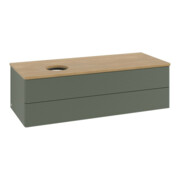 V&B Waschtischunterschrank mit Frontstruktur, mit Beleuchtung Antao 120x36x50cm, WBP hon. Oa, lea gre. m Lac
