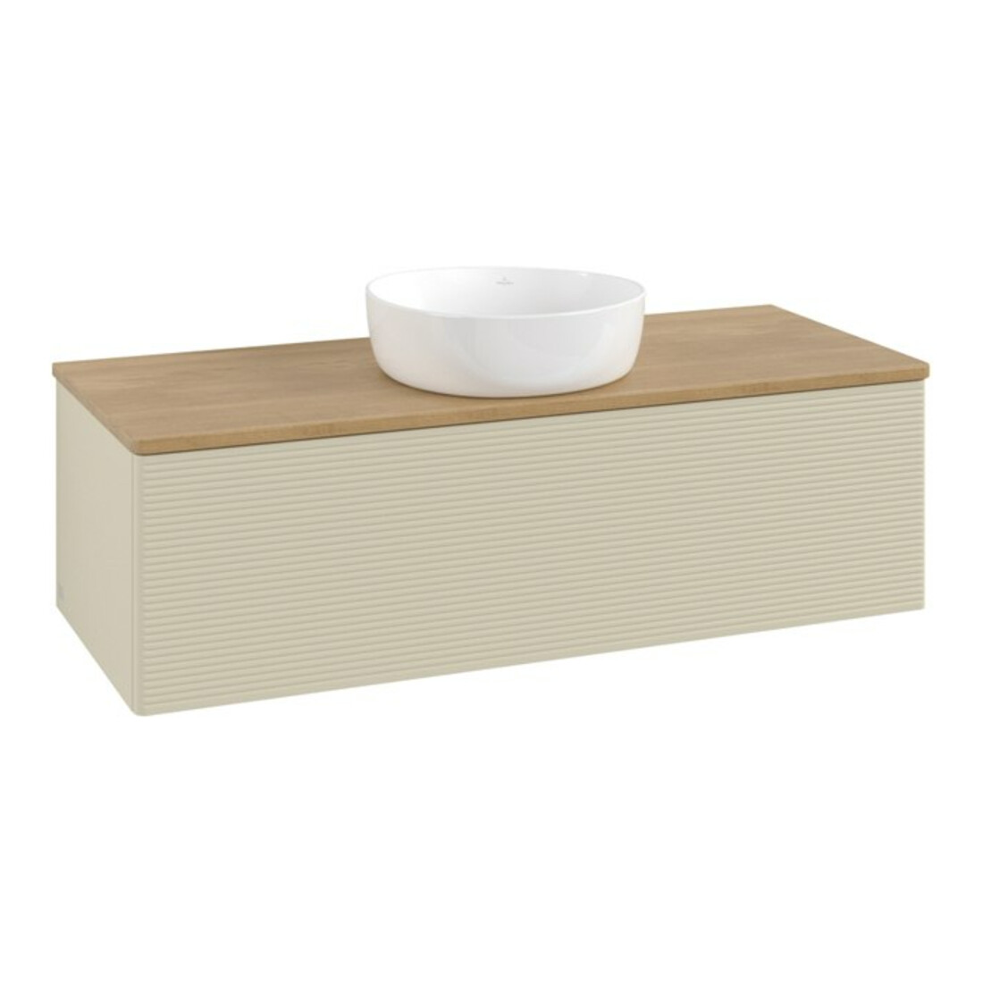 V&B Waschtischunterschrank mit Frontstruktur, mit Beleuchtung Antao 120x36x50cm, WBP hon. Oa, si Gr m Lac