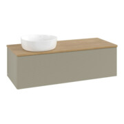 V&B Waschtischunterschrank mit Frontstruktur, mit Beleuchtung Antao 120x36x50cm, WBP hon. Oa, st. Gr m Lac