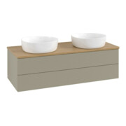 V&B Waschtischunterschrank mit Frontstruktur, mit Beleuchtung Antao 120x36x50cm, WBP hon. Oa, st. Gr m Lac