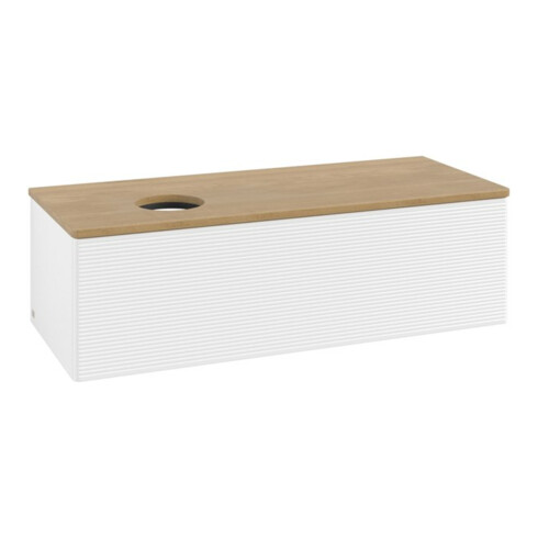 V&B Waschtischunterschrank mit Frontstruktur, mit Beleuchtung Antao 120x36x50cm, WBP hon. Oa, wh. m Lac