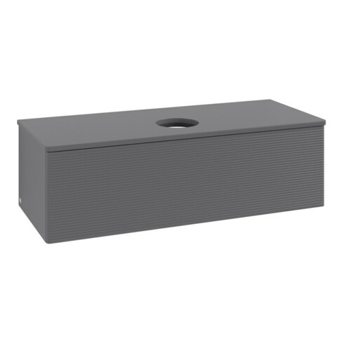 V&B Waschtischunterschrank mit Frontstruktur, mit Beleuchtung Antao 120x36x50cm, WBP Lac, Anthrac. m Lac