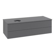 V&B Waschtischunterschrank mit Frontstruktur, mit Beleuchtung Antao 120x36x50cm, WBP Lac, Anthrac. m Lac