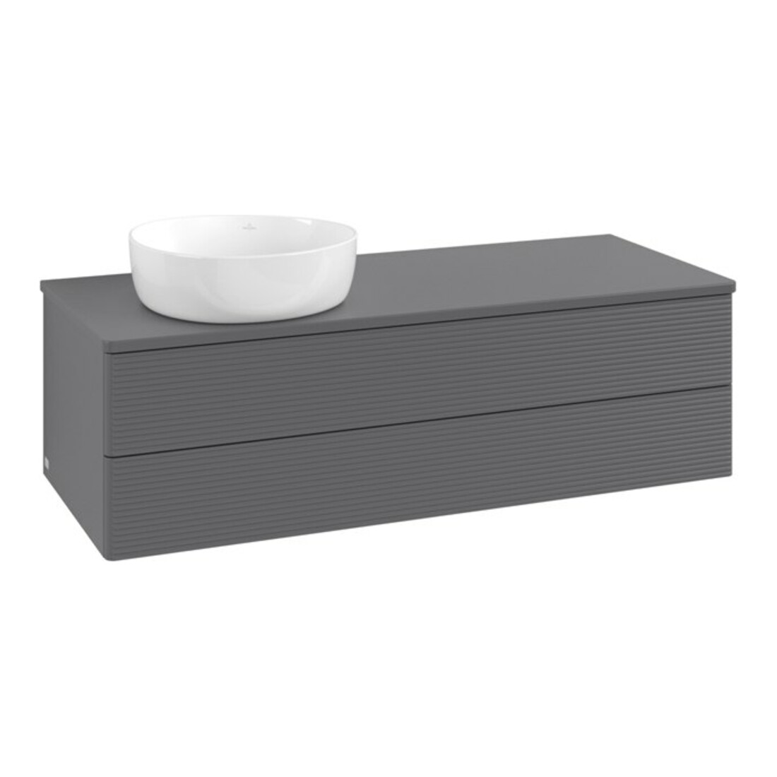 V&B Waschtischunterschrank mit Frontstruktur, mit Beleuchtung Antao 120x36x50cm, WBP Lac, Anthrac. m Lac