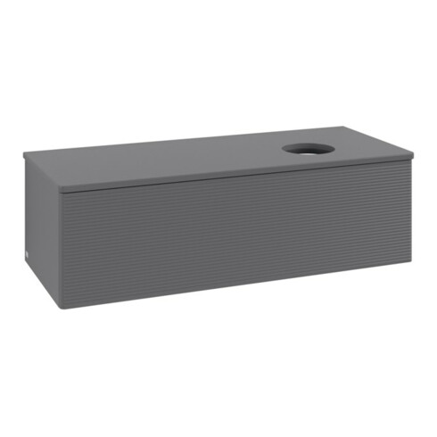 V&B Waschtischunterschrank mit Frontstruktur, mit Beleuchtung Antao 120x36x50cm, WBP Lac, Anthrac. m Lac