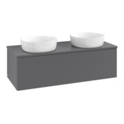 V&B Waschtischunterschrank mit Frontstruktur, mit Beleuchtung Antao 120x36x50cm, WBP Lac, Anthrac. m Lac