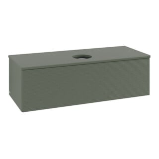 V&B Waschtischunterschrank mit Frontstruktur, mit Beleuchtung Antao 120x36x50cm, WBP Lac, lea gre. m Lac