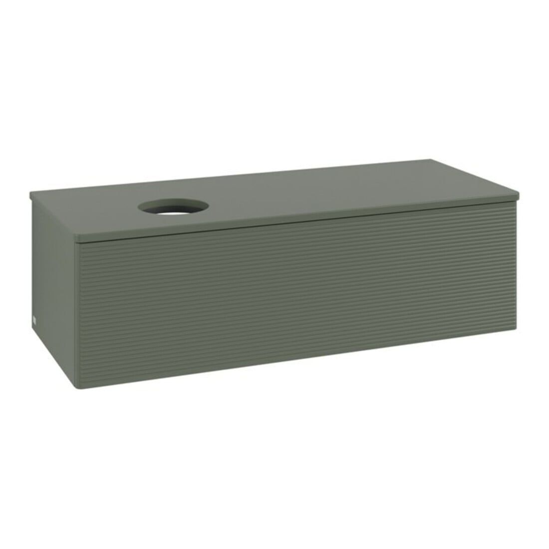 V&B Waschtischunterschrank mit Frontstruktur, mit Beleuchtung Antao 120x36x50cm, WBP Lac, lea gre. m Lac