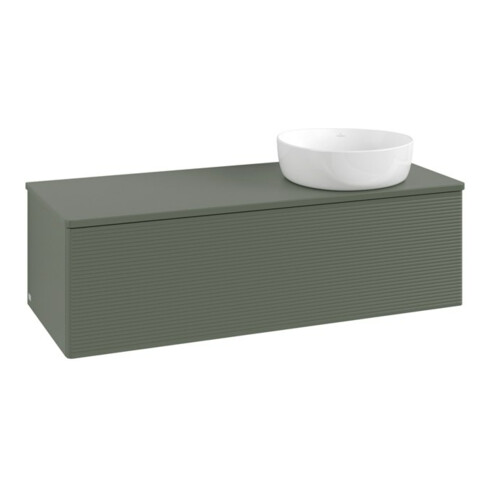 V&B Waschtischunterschrank mit Frontstruktur, mit Beleuchtung Antao 120x36x50cm, WBP Lac, lea gre. m Lac